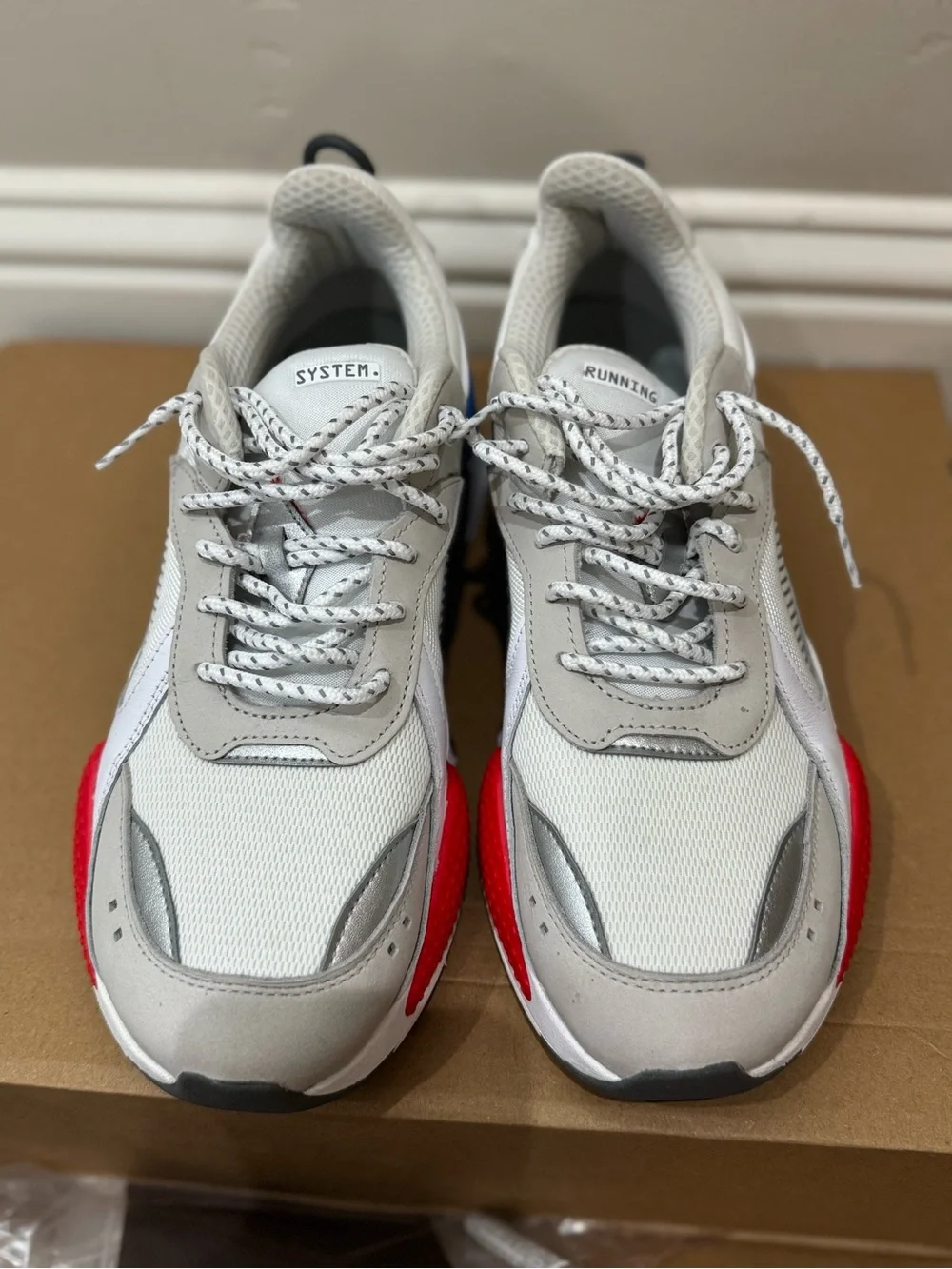 Men White Multi-Color Athletic Sneakers Running